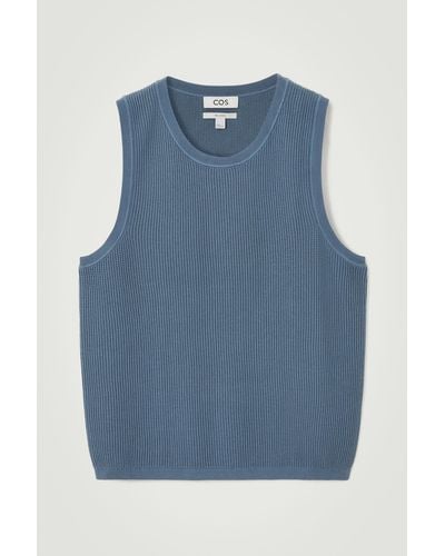 COS Textured Knitted Vest - Blue