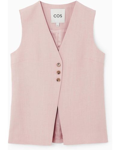 COS Longline Linen-blend Vest - Pink