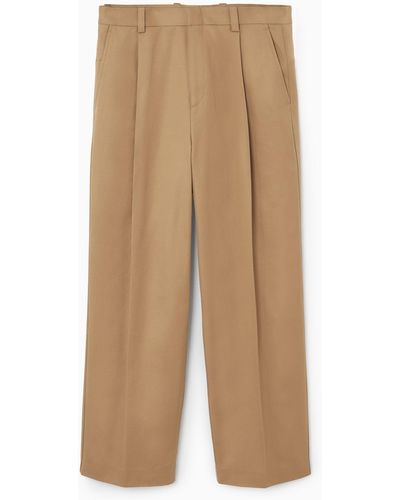 COS Pleated Wide-leg Trousers - Natural