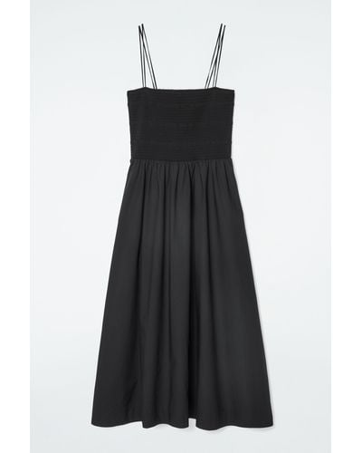 COS Shirred Midi Dress - Black