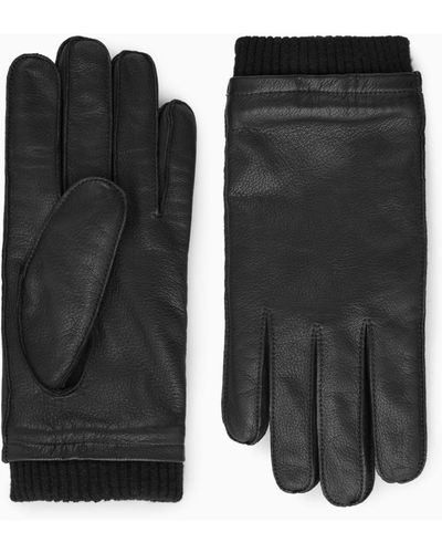 COS Leather Gloves - Black
