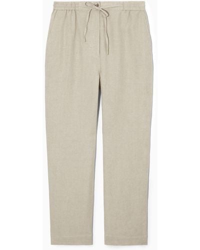 COS Barrel-leg Linen Pants - Natural