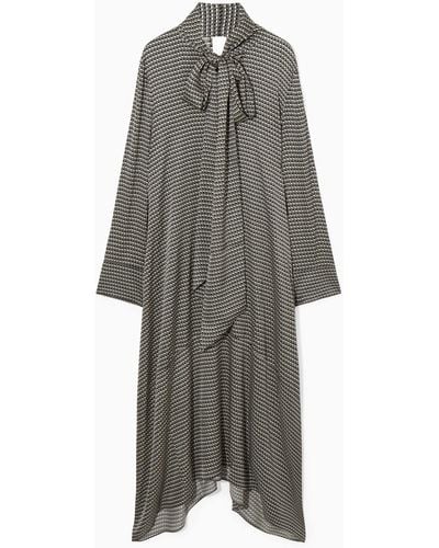 COS Scarf-detail Maxi Dress - Gray