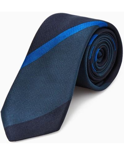 COS Striped Pure Silk Tie - Blue