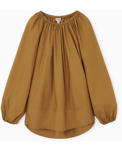 COS Oversized Off-the-shoulder Blouse - Natural