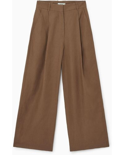 COS Tailored Linen-blend Trousers - Brown