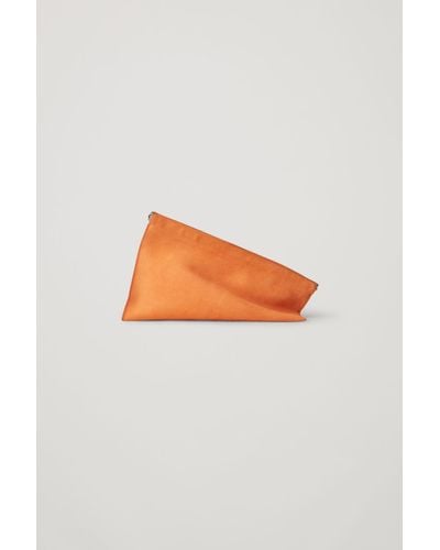 COS Suede Geometric Clutch Bag - Orange