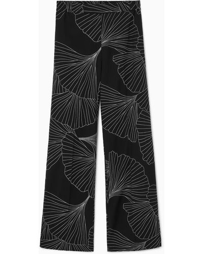 COS Embroidered Wool Pants - Black