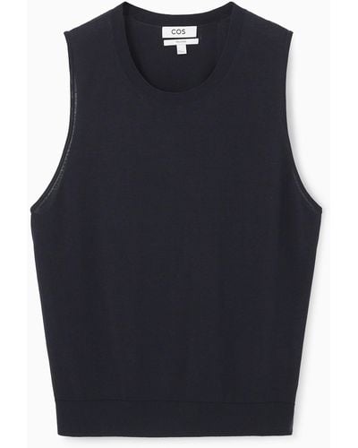 COS Silk Knitted Tank Top - Blue