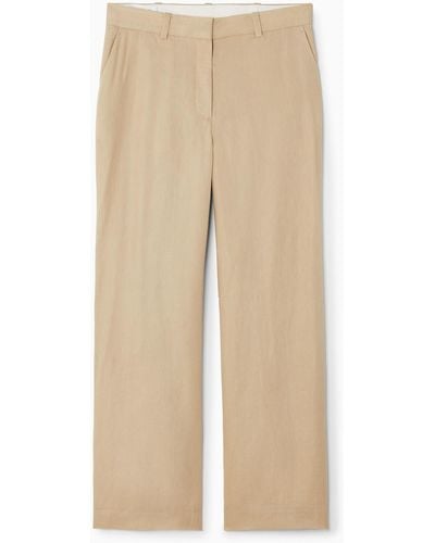 COS Linen-blend Flared Trousers - Natural