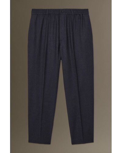 COS Elasticated Wool-flannel Trousers - Tapered - Blue
