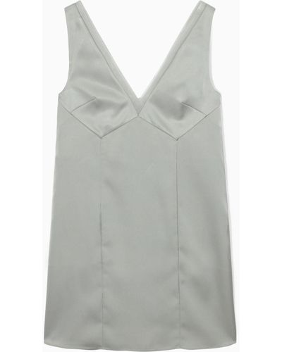 COS Panelled Mini Satin Slip Dress - Grey