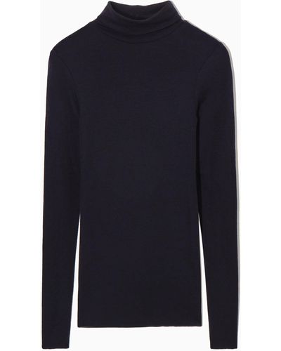 COS Merino Wool Turtleneck Top - Blue