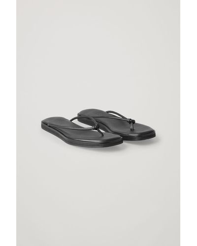 COS Stacked Leather Flip-flops - Black