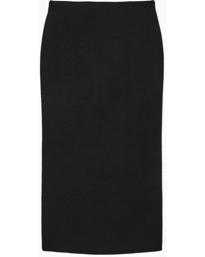 COS Textured Pencil Skirt - Black