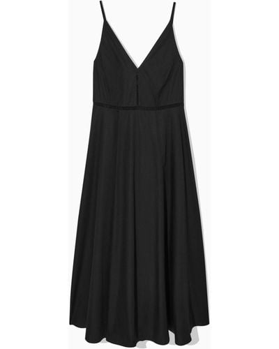 COS V-neck Midi Slip Dress - Black