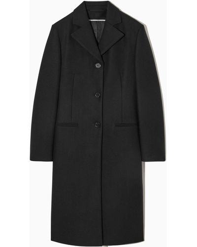 COS Wool-blend Waisted Coat - Black