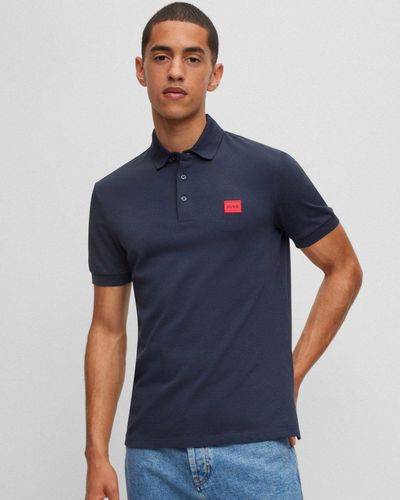 HUGO Dereso232 Cotton-piqué Slim-fit Polo Shirt - Blue