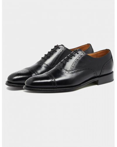 Oliver Sweeney Moycullen Antiqued Calf Leather Semi Brogue Shoes - Black