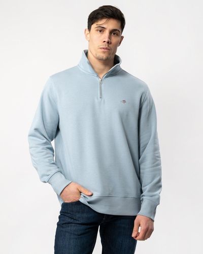 GANT Regular Fit Shield Logo Half Zip Sweatshirt - Blue