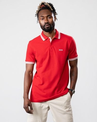 BOSS Paddy Contrast Polo Nos - Red