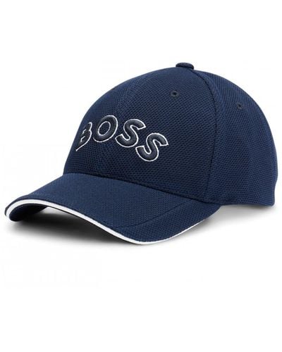 BOSS Cap-us Logo-embroidered Cap In Woven Piqué Nos - Blue