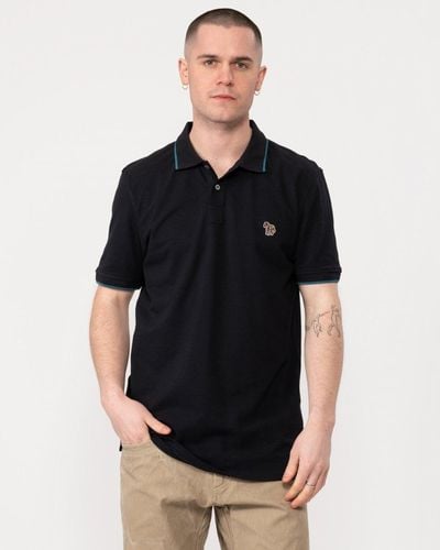 Paul Smith Ps Regular Fit Short Sleeve Zebra Polo Shirt With Contrast Tipping - Black