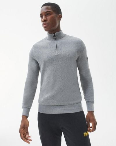 Barbour Cotton Half Zip Sweatshirt - Gray