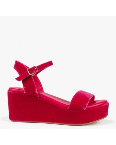 Penelope Chilvers Girasol Velvet Platform Sandal - Red