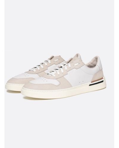 BOSS Clint Cupsole Lace-up Sneakers In Leather And Suede - White
