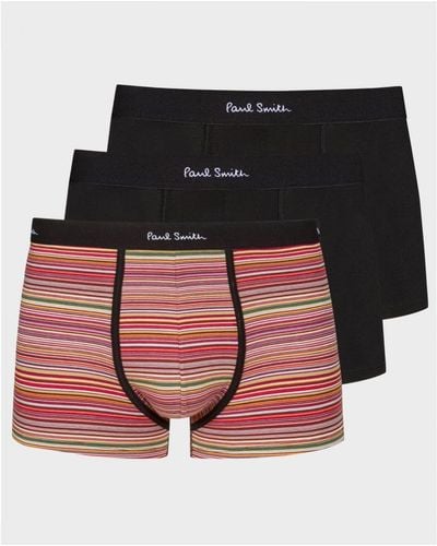 Paul Smith Organic-cotton Black/mixed Stripe Boxer Briefs Three Pack - Multicolor