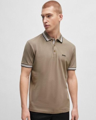 BOSS Paddy Contrast Polo - Natural