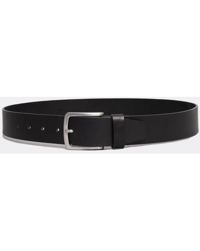 BOSS Jor-v Italian-leather Belt With Logo-engraved Buckle - Black