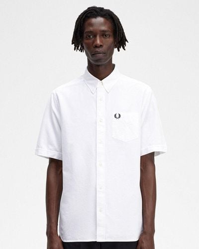 Fred Perry Short Sleeve Oxford Shirt - White