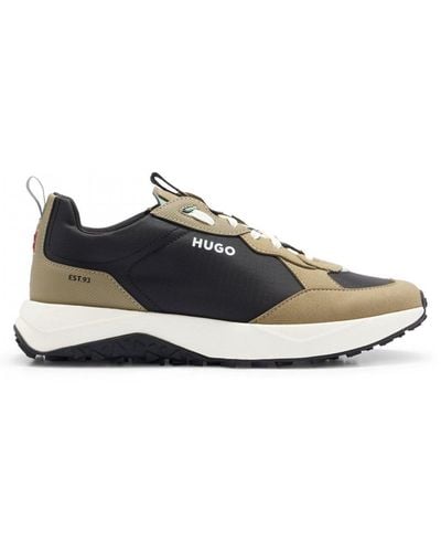 HUGO Kane Running-style Sneakers In Mixed Materials With Logo Details - Blue