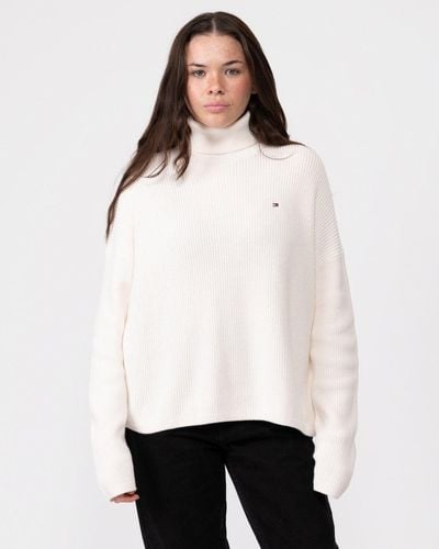 Tommy Hilfiger Cotton Funnel-neck Sweater - White