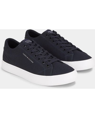 Tommy Hilfiger Th Hi Vulc Detail Low Canvas Sneakers - Blue