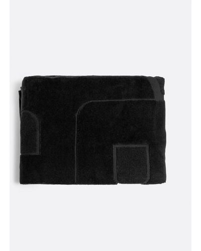 BOSS Toni Cotton Beach Towel With Double Monogram - Black