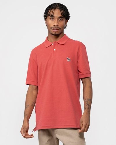 Paul Smith Ps Regular Fit Short Sleeve Organic Cotton Zebra Polo - Red