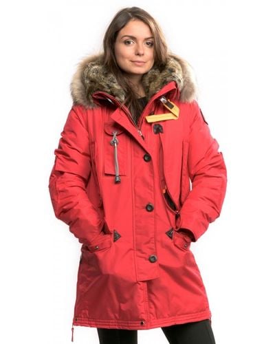 Parajumpers Kodiak Womens Hooded Long Parka - Red