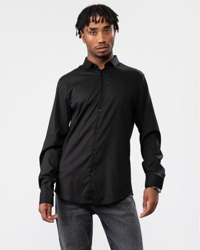 Armani Exchange Long Sleeve Bi-stretch Shirt - Black