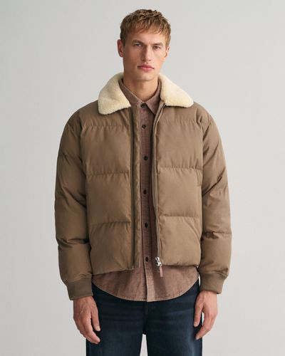 GANT Padded Flannel Puffer Jacket - Brown