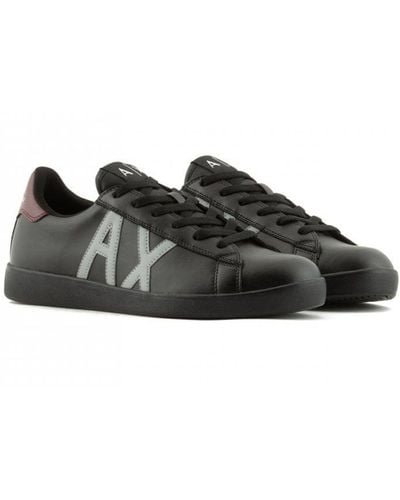 Armani Exchange Ax Logo Perforated Leather Sneakers - Black