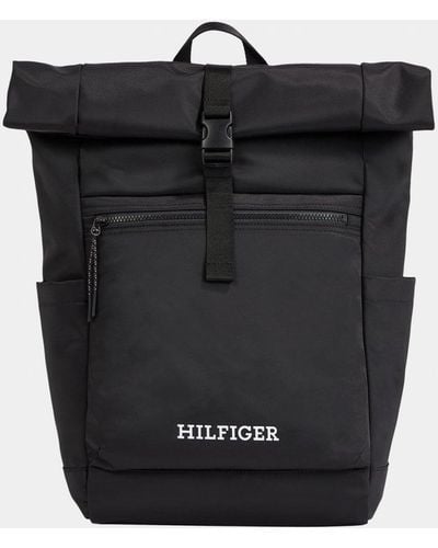 Tommy Hilfiger Th Monotype Rolltop Backpack - Black
