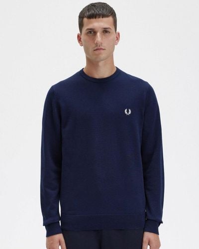 Fred Perry Classic Crewneck Sweater - Blue
