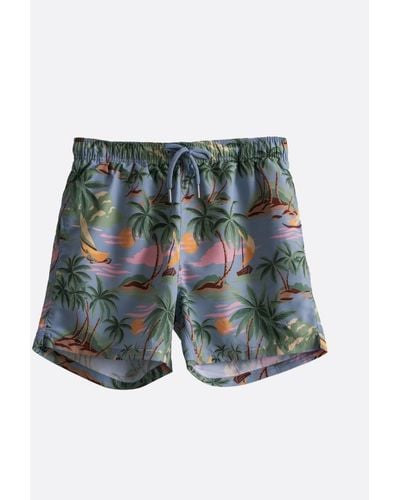 GANT Hawaiian Print Swim Shorts - Blue