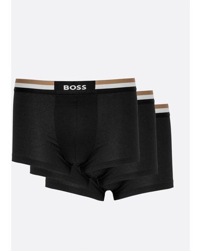 BOSS Motion 3 Pack Cotton-blend Trunks With Signature Waistbands - Multicolor