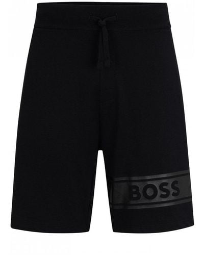 BOSS by HUGO BOSS Authentic Cotton-terry Drawstring Lounge Shorts With Logo Print - Black