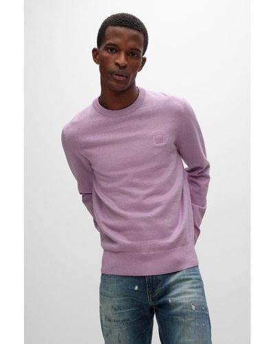 BOSS Kanovano Cotton-cashmere Crew Neck Sweater - Purple