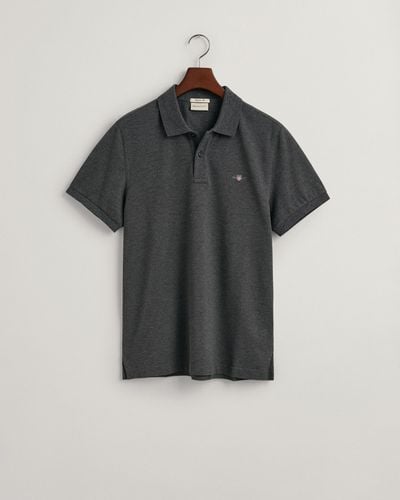 GANT Regular Fit Short Sleeve Shield Logo Pique Polo - Black